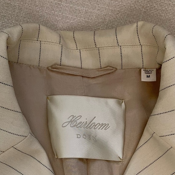 Doen Harrison Pinstripe Double Breasted Suit Blazer Jacket Cream Gessato Stripe - Picture 12 of 16